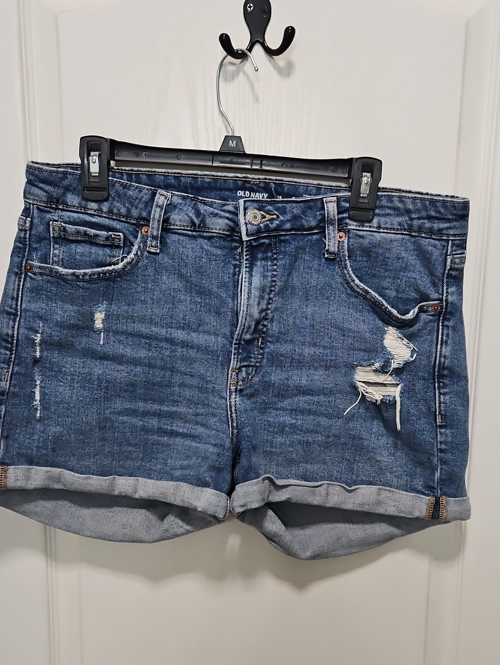 Old Navy Distressed Blue OG Straight Rolled-Hem Denim Shorts